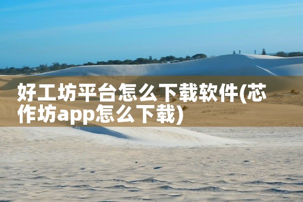 好工坊平台怎么下载软件